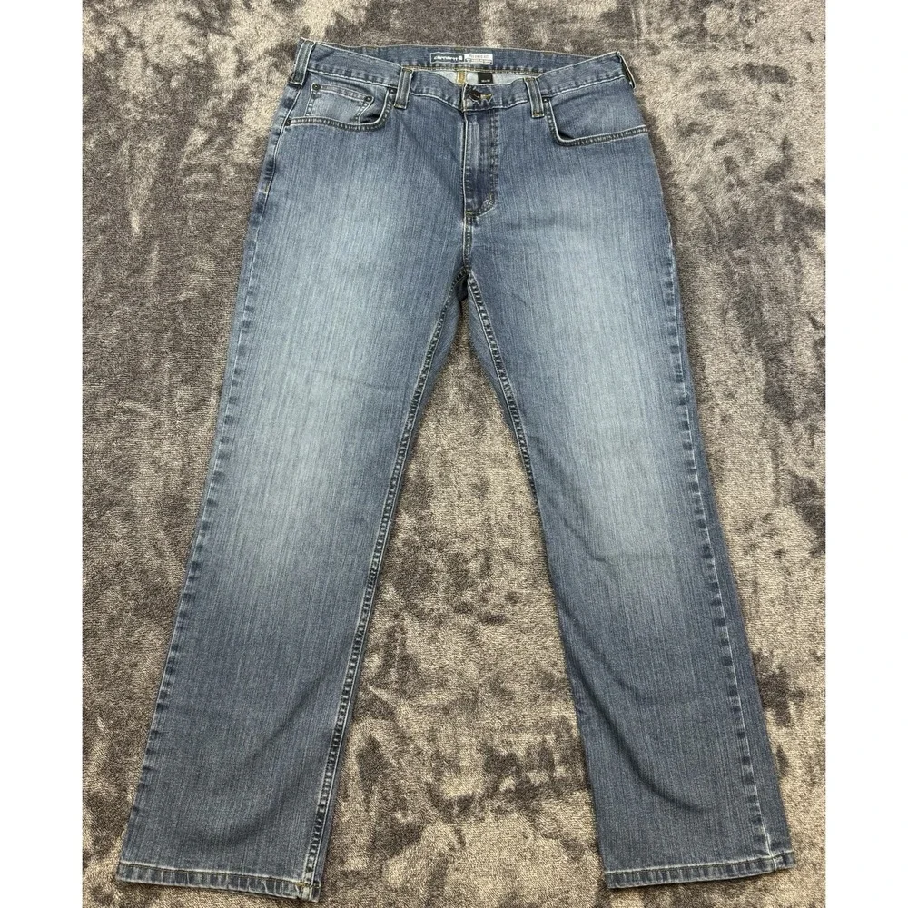 Carhartt BD2808M Mens Relaxed Fit Blue Denim Work Pants 36 x 30